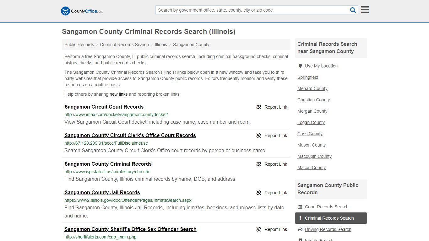 Criminal Records Search - Sangamon County, IL (Arrests ...